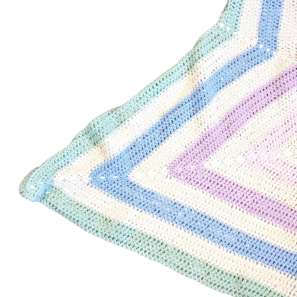 Handmade Crochet Star Baby Blanket Afghan Pastel Rainbow  53